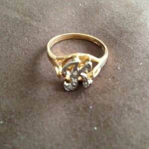 REDUCED!! 14 karat gold "K" ring with diamonds