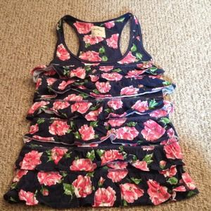 Hollister floral ruffle tank