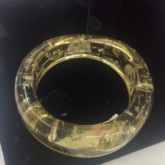 Clear Lucite bangle gold tones
