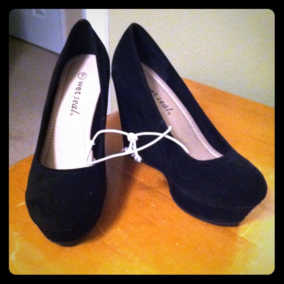 Suede platform wedges