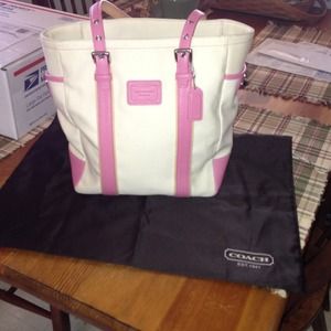 Pink & Canvas Coach Bag.