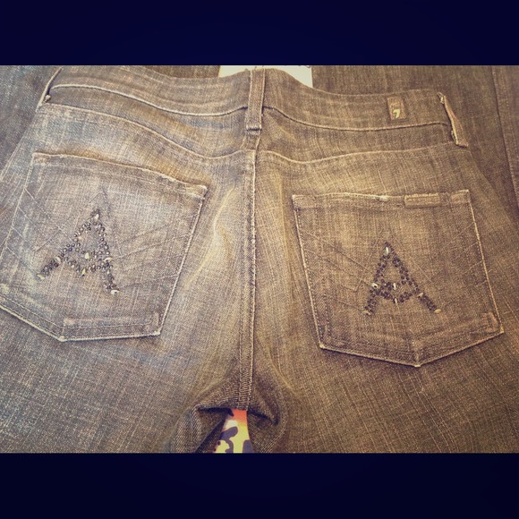 7 for all mankind Jeweled A Pocket Black Jeans 28