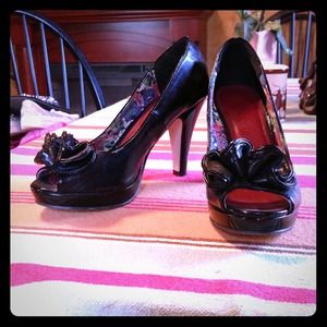Black peep toe heels