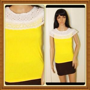 New yellow and white lace top 💛💛💛