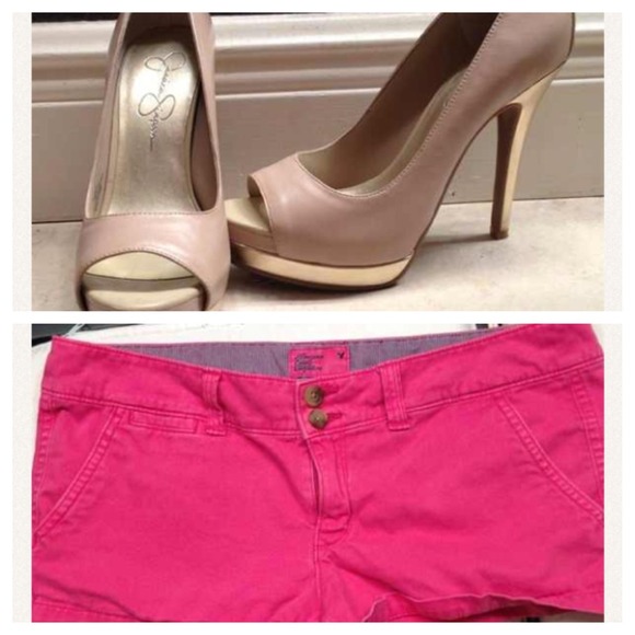 Jessica Simpson heels and hot pink shorts bundle