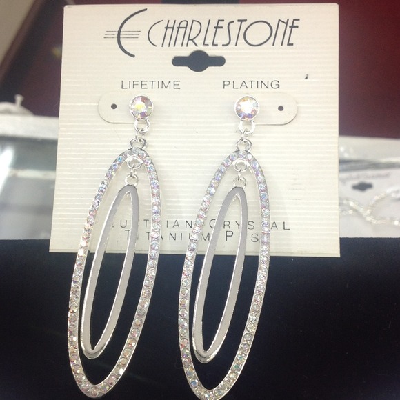 Austrian crystal 3 inch pierced earrings