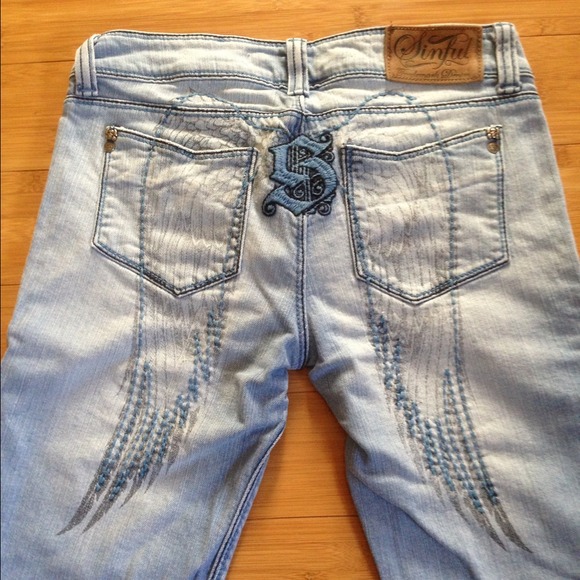sinful jeans with angel wings