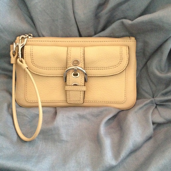 Authentic leather Coach wristlet