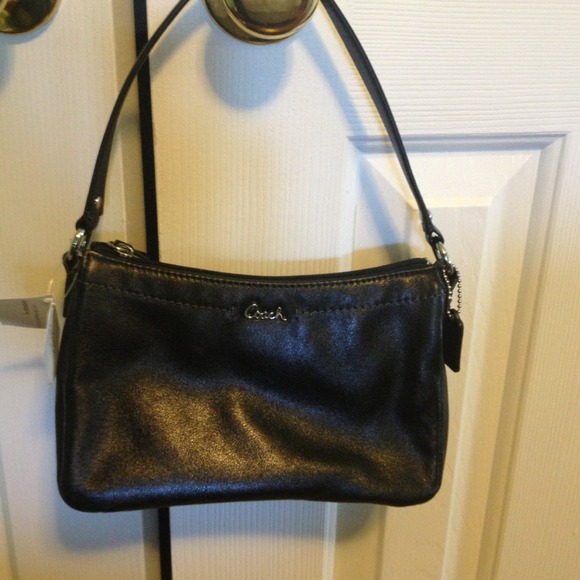 NWT Small Black Leather Coach Purse
