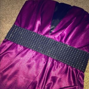 Satin purple cocktail dress
