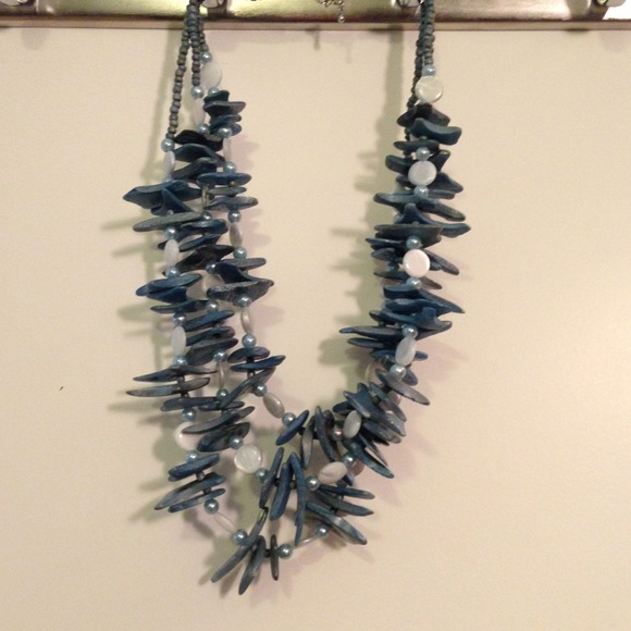 Blue and white necklace.