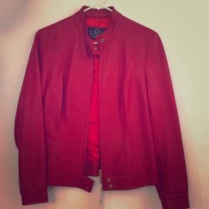 Red leather biker jacket !