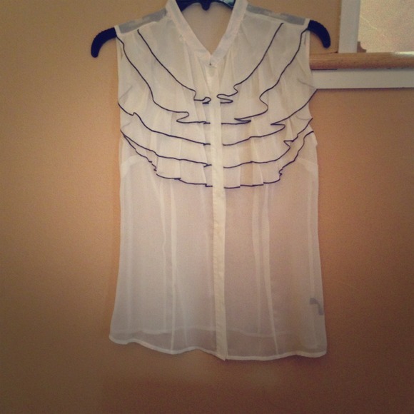 Cream shear ruffled shirt from Limited.