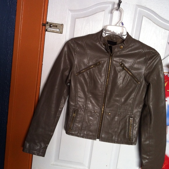 Olive Brown Faux Leather jacket