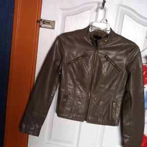 Olive Brown Faux Leather jacket