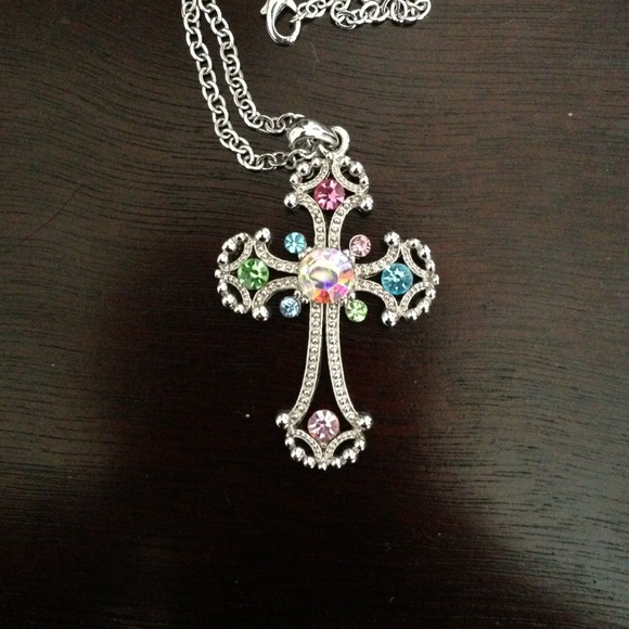 🌸Colorful cross necklace, great for spring!