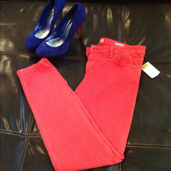 Coral skinny jeans