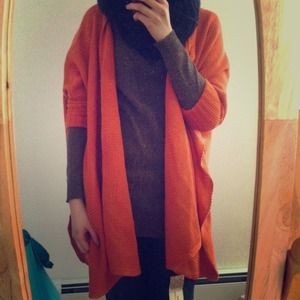 RESERVED. Orange sweater/cape.