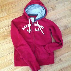 Reserved. Red hoodie by Abercrombie.