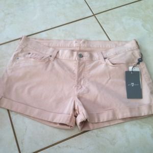 pink 7 for all mankind shorts with silver glitter