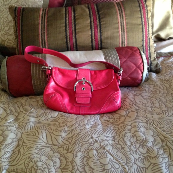 Authentic small bright pink/salmon COACH bag