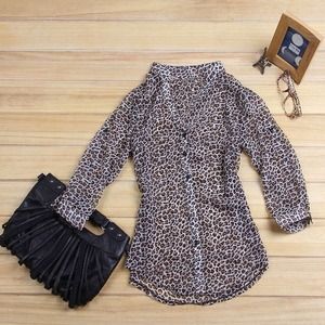 Leopard Print Chiffon Top