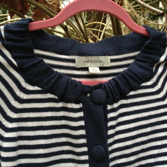 Lightweight navy & white cardigan. - Picture 2 of 3