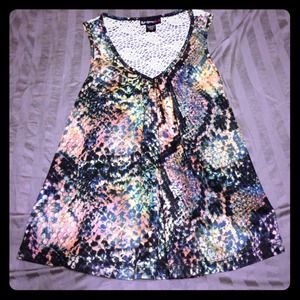 Colorful snakeskin top with lace back