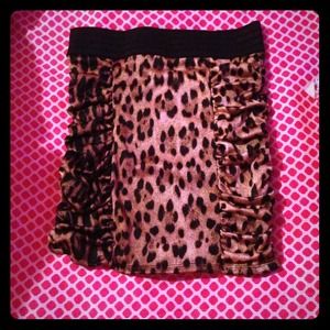 Cheetah print skirt.