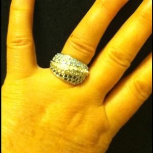 Blue white and green stone ring