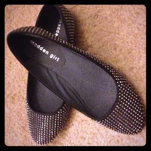 Black rhinestone covered Madden Girl Flats