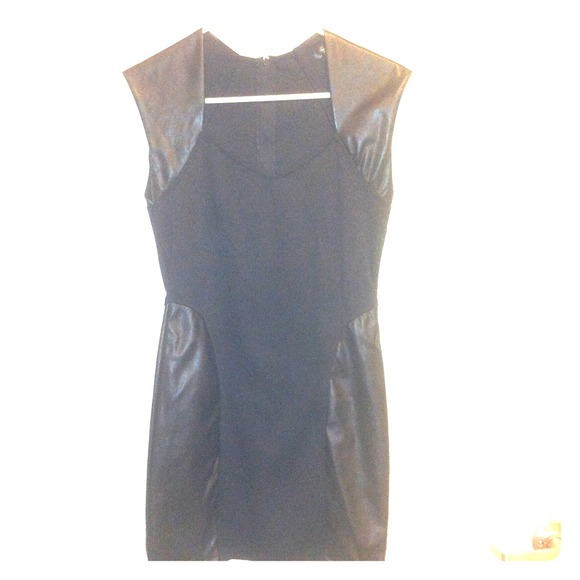 black dress with leather detailing
