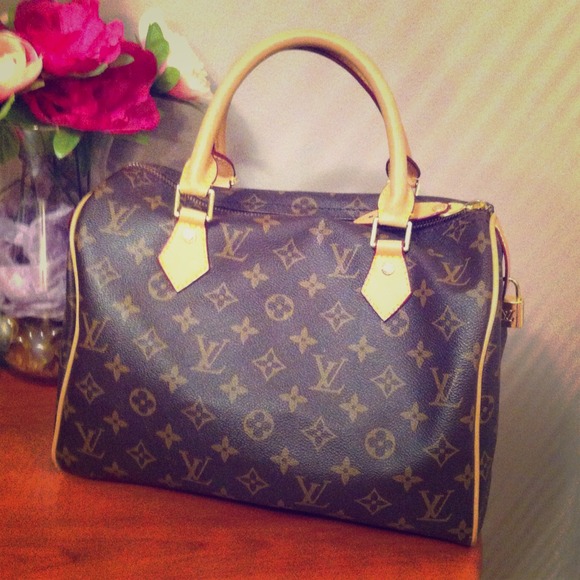 Brown leather speedy bag
