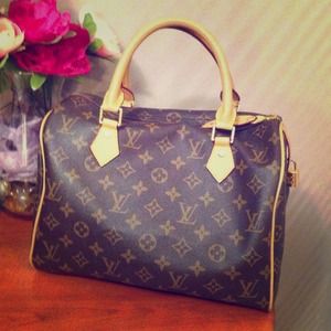 Brown leather speedy bag