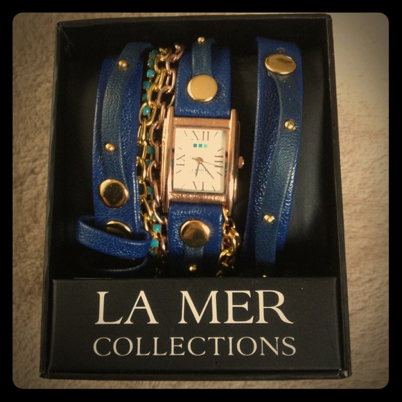 Brand New La Mer Navy Wrap Watch with  Rose Gold