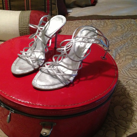 Size 6 Aldo strappy sandals silver