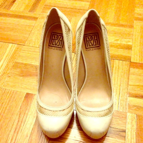 Pour La Victoire - cream leather mesh platforms