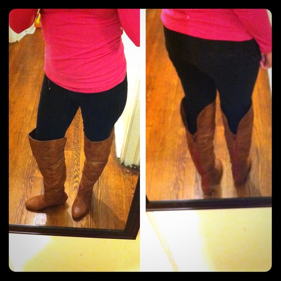 Brown long boots
