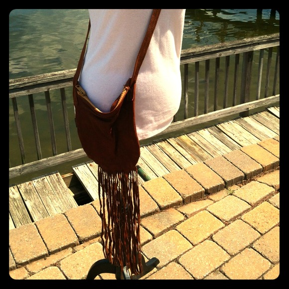 ❌SOLD❌Handmade Leather Fringe & Cross Body Bag