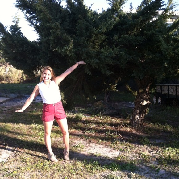 Sold*****Reduced High waisted maroon shorts - Picture 3 of 4