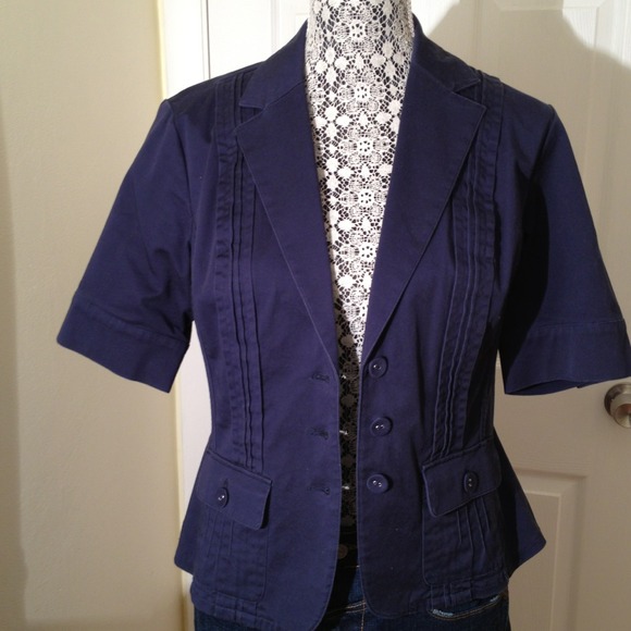 Navy short sleeve jacket. Coldwater Creek