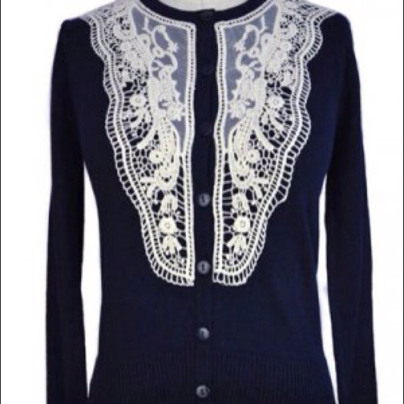 Brand New! Navy Victorian Lace Cardigan - Picture 2 of 4