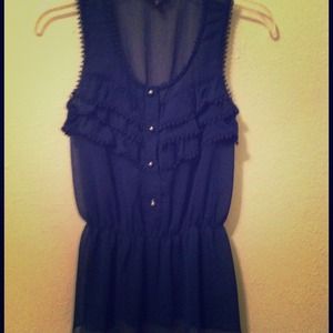 Bundle! Navy blue sheer blouse & red express skirt