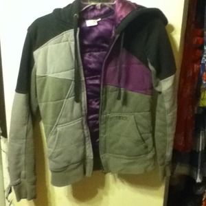 Grey black and purple zip up jacket