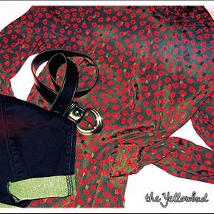 Vintage red cheetah print shirt.