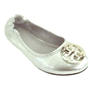 Tory Burch silver Reva flats