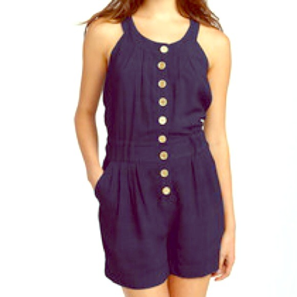 Navy blue buttoned ROMPER