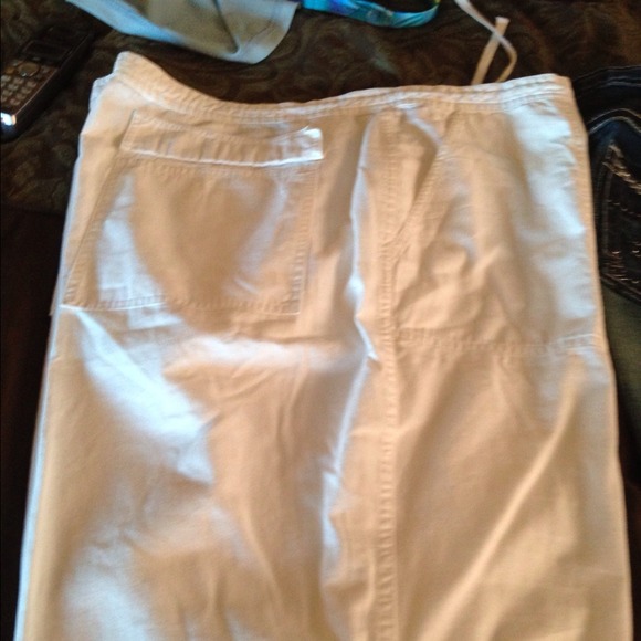 White 4 pocket draw string long pants