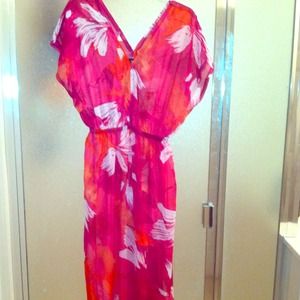 ON HOLD Sheer Bright Floral maxi dress