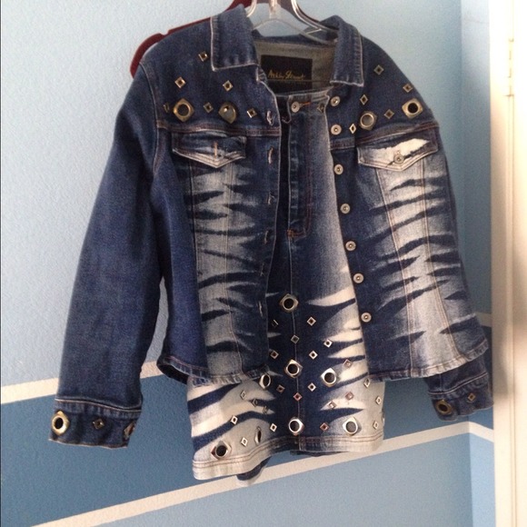 Ashley Stewart blue denim skirt set